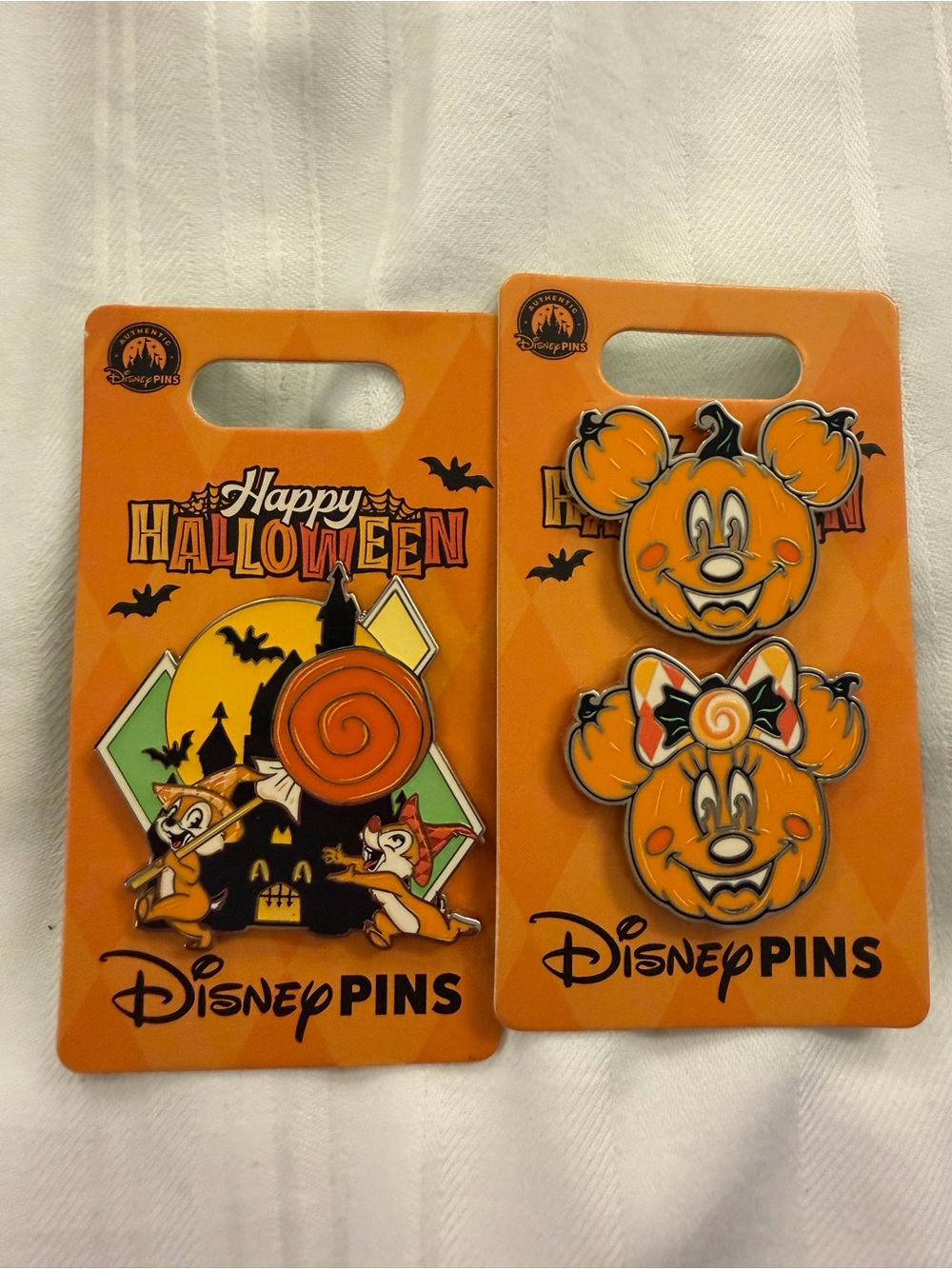 Disney Halloween Pumpkin Mickey and chip and dale Pin Set - Orange